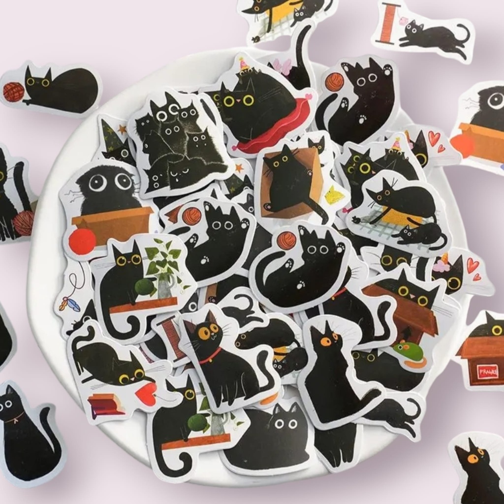 Black Cat Stickers 46 Pieces